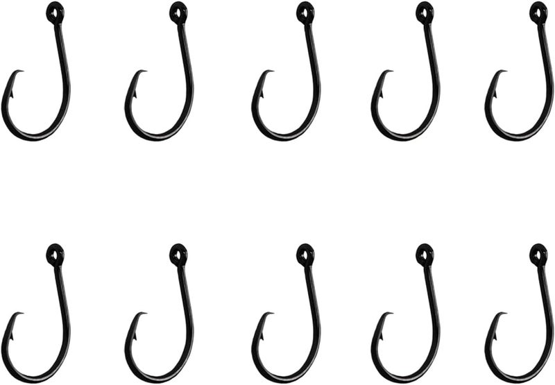 HSYMQ 10PCS High-Carbon Steel Circle Hooks Barbed Fishing Hooks with Holes, Freshwater and Saltwater Fishing Hooks for Tuna, Catfish, Bass - Image 1
